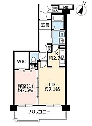 UR都市機構コンフォール鶴間ライラック通り5号棟 1LDKの間取図画像