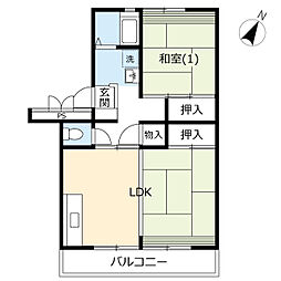 サンヴァリエ平塚13号棟 1LDKの間取図画像