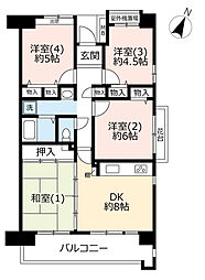 UR都市機構サンラフレ百合ヶ丘6号棟 4DKの間取図画像