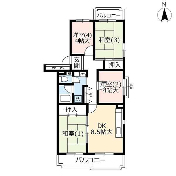 UR金沢シーサイドタウン柴 ｜神奈川県横浜市金沢区柴町(賃貸マンション4DK・3階・70.98㎡)の写真 その2