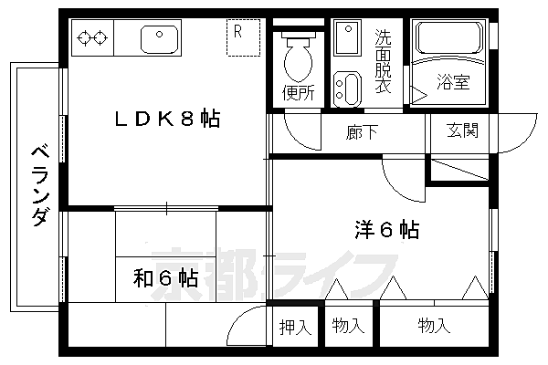 京都府京都市右京区嵯峨北堀町(賃貸アパート2LDK・1階・47.00㎡)の写真 その2