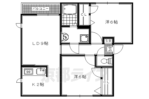 京都府京都市右京区鳴滝川西町(賃貸アパート2LDK・2階・47.89㎡)の写真 その2