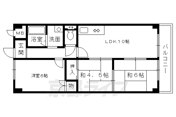 京都府京都市中京区亀屋町(賃貸マンション3LDK・2階・61.00㎡)の写真 その2