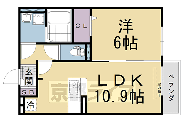 フィエスタ2号館 203｜京都府京都市伏見区中島秋ノ山町(賃貸アパート1LDK・2階・40.08㎡)の写真 その2