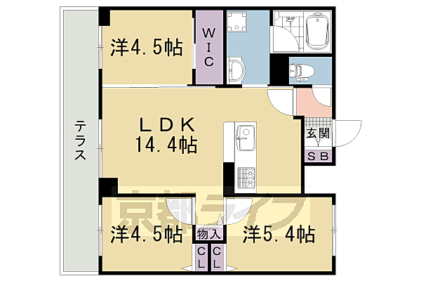 仮称）シャーメゾングラン西京極 103｜京都府京都市右京区西京極郡醍醐田町(賃貸マンション3LDK・1階・63.00㎡)の写真 その2