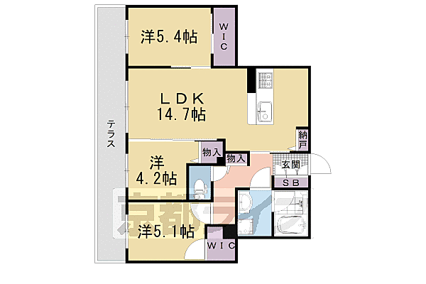 仮称）シャーメゾングラン西京極 102｜京都府京都市右京区西京極郡醍醐田町(賃貸マンション3LDK・1階・69.32㎡)の写真 その2