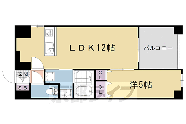 京都府京都市中京区西ノ京樋ノ口町(賃貸マンション1LDK・4階・39.40㎡)の写真 その2