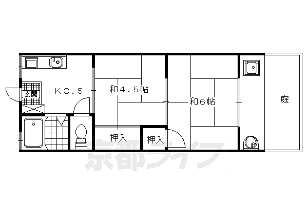 富家マンション 1F-6｜京都府京都市南区吉祥院中河原里北町(賃貸マンション2DK・1階・30.78㎡)の写真 その2