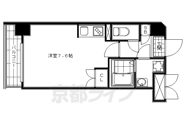 エスリード烏丸五条駅前 1405｜京都府京都市下京区万寿寺町(賃貸マンション1K・14階・22.44㎡)の写真 その2