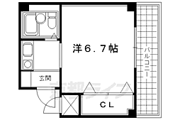 京都市営烏丸線 丸太町駅 徒歩10分の賃貸マンション 2階1Kの間取り