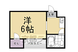 阪急京都本線 西院駅 徒歩5分の賃貸マンション 3階1Kの間取り