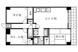JR山陰本線 太秦駅 徒歩15分の賃貸マンション 2階3LDKの間取り