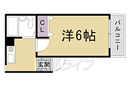 阪急京都本線 西院駅 徒歩6分の賃貸マンション 1階1Kの間取り
