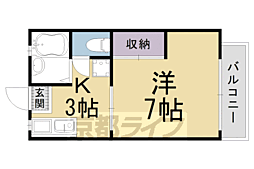 JR山陰本線 嵯峨嵐山駅 徒歩10分の賃貸アパート 1階1Kの間取り