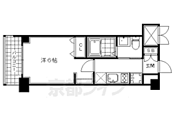 エステムプラザ京都三条大橋 2階1Kの間取り