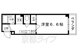 京都市営烏丸線 烏丸御池駅 徒歩5分の賃貸マンション 4階1Kの間取り