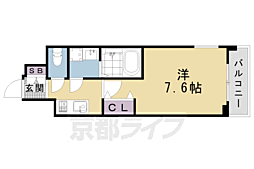 CRYSTALGLANZ京都西大路 1Kの間取図画像
