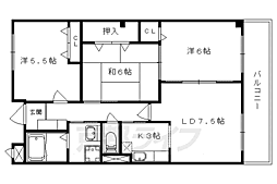 フルール日野 2階3LDKの間取り