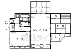 Ｇｒａｎ　Ｐｉｎｏ伏見桃山 3階2LDKの間取り