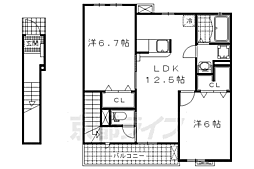 プリムローズ　Ｓｈｉｚｕ 2階2LDKの間取り