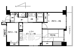 フレア五条 3LDKの間取図画像