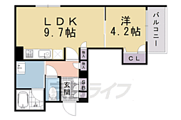 ディアマンテ鴨川五条 1LDKの間取図画像