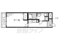 アルバローザ京都 1Kの間取図画像