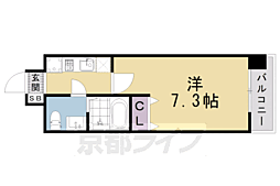 レヴィア七条 1Kの間取図画像