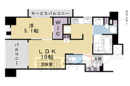 プレサンスロジェ京都烏丸五条 1LDKの間取図画像