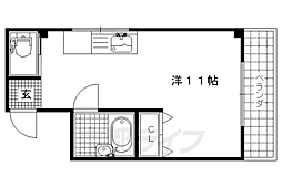コーポ墨染 1Kの間取図画像