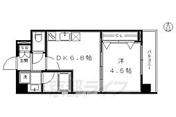 ベラジオ京都烏丸十条2 1DKの間取図画像