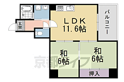 フィルハウゼ五条 2DKの間取図画像