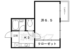 パーパス紫竹 1Kの間取図画像
