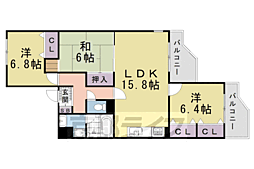 グランピーノ伏見桃山 3LDKの間取図画像
