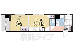 ベラジオ京都西大路 1DKの間取図画像