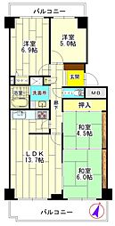 神戸パークシティB棟 4LDKの間取図画像