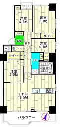 ポートピアプラザB棟 4LDKの間取図画像