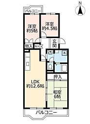 UR神宮東パークハイツ 5階3LDKの間取り
