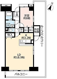UR白鳥パークハイツ大宝 10階1LDKの間取り