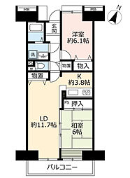 UR都市機構白鳥パークハイツ大宝1号棟 3LDKの間取図画像