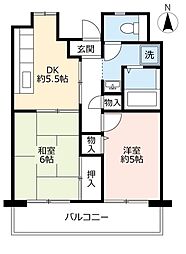 UR都市機構アーバンラフレ滝子 2DKの間取図画像