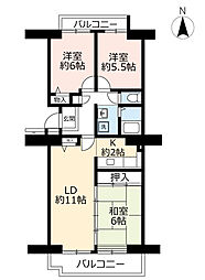 UR都市機構神宮東パークハイツ16号棟 3LDKの間取図画像