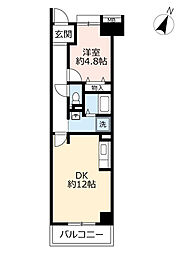 UR都市機構白鳥パークハイツ大宝7号棟 1LDKの間取図画像