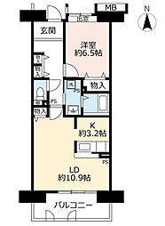 UR都市機構アーバニア主税町 1LDKの間取図画像