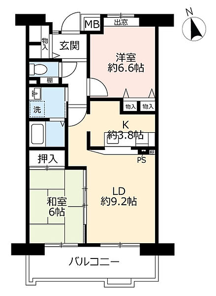 URアーバンラフレ虹ヶ丘南 ｜愛知県名古屋市名東区植園町2丁目(賃貸マンション2LDK・3階・63.79㎡)の写真 その2