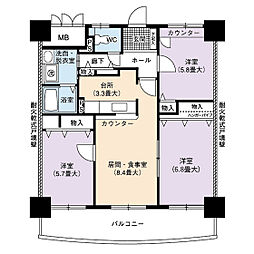 UR都市機構サンクレア池下1号棟 3LDKの間取図画像