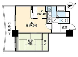UR都市機構サンクレア池下1号棟 1LDKの間取図画像