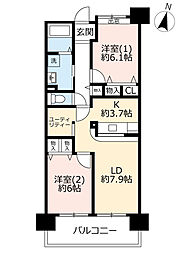 UR都市機構アーバンラフレ虹ケ丘西4号棟 2LDKの間取図画像
