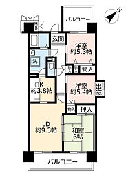 UR都市機構アーバンラフレ虹ケ丘西5号棟 3LDKの間取図画像