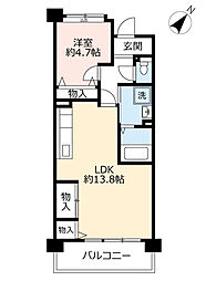 UR都市機構アーバンラフレ虹ケ丘西6号棟 1LDKの間取図画像